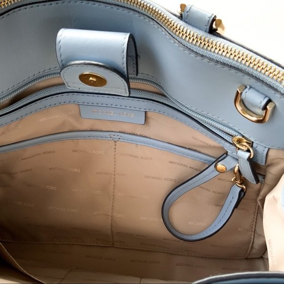 Michael Kors Reagan Large Satchel Bag blue white - Picture 5 of 14